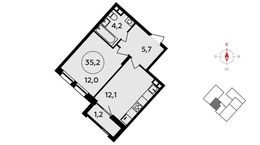 Планировка 1-комнатной квартиры, 35,2 м2