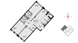 Планировка 4-комнатной квартиры, 82,8 м2
