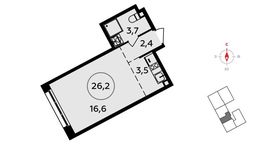 Планировка 1-комнатной квартиры, 26,2 м2