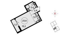 Планировка 1-комнатной квартиры, 23,6 м2