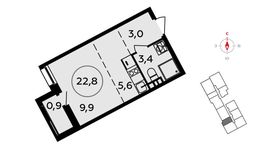 Планировка 1-комнатной квартиры, 22,8 м2