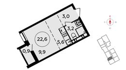 Планировка 1-комнатной квартиры, 22,6 м2