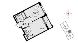 Планировка 2-комнатной квартиры, 36,7 м2