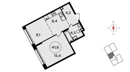 Планировка 1-комнатной квартиры, 41,6 м2