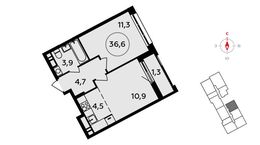 Планировка 1-комнатной квартиры, 36,6 м2