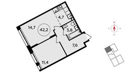 Планировка 2-комнатной квартиры, 42,2 м2