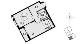 Планировка 2-комнатной квартиры, 40 м2