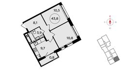 Планировка 2-комнатной квартиры, 43,8 м2
