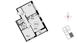 Планировка 2-комнатной квартиры, 53,2 м2