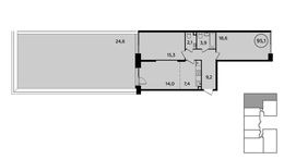 Планировка 2-комнатной квартиры, 95,1 м2