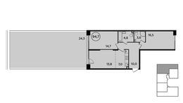 Планировка 2-комнатной квартиры, 94,7 м2