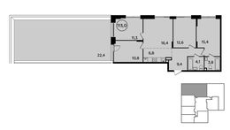 Планировка 4-комнатной квартиры, 113 м2