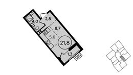 Планировка квартиры студии, 21,8 м2
