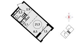 Планировка квартиры студии, 21,3 м2