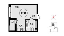 Планировка квартиры студии, 19,8 м2