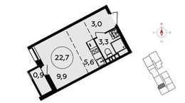 Планировка квартиры студии, 22,7 м2