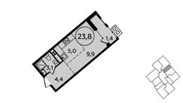 Планировка квартиры студии, 23,8 м2