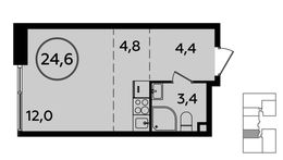 Планировка квартиры студии, 24,6 м2