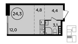 Планировка квартиры студии, 24,3 м2