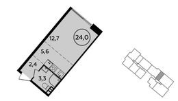 Планировка квартиры студии, 24 м2