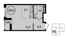 Планировка квартиры студии, 29,5 м2