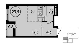Планировка квартиры студии, 29,5 м2