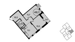 Планировка 2-комнатной квартиры, 49,1 м2