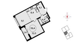 Планировка 1-комнатной квартиры, 39,4 м2
