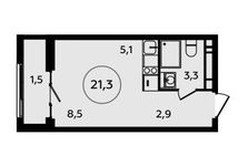 Планировка квартиры студии, 21,3 м2