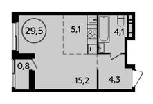 Планировка квартиры студии, 29,5 м2