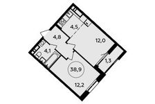 Планировка 1-комнатной квартиры, 38,9 м2