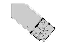 Планировка 2-комнатной квартиры, 74,9 м2