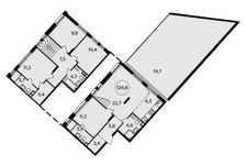Планировка 3-комнатной квартиры, 124,8 м2
