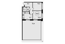 Планировка 2-комнатной квартиры, 59,6 м2
