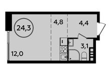 Планировка квартиры студии, 24,3 м2