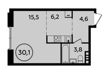 Планировка квартиры студии, 30,1 м2