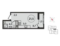 Планировка квартиры студии, 21,5 м2