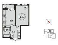 Планировка 1-комнатной квартиры, 37,7 м2