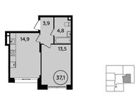 Планировка 1-комнатной квартиры, 37,1 м2