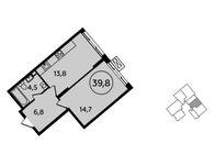 Планировка 1-комнатной квартиры, 39,8 м2