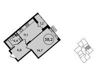 Планировка 1-комнатной квартиры, 38,2 м2