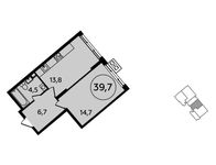 Планировка 1-комнатной квартиры, 39,7 м2
