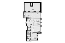 Планировка 4-комнатной квартиры, 85,5 м2