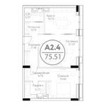 Планировка 2-комнатной квартиры, 75,51 м2
