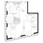 Планировка 2-комнатной квартиры, 95,58 м2