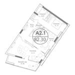 Планировка 1-комнатной квартиры, 82,4 м2