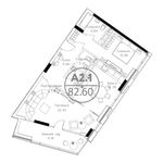 Планировка 2-комнатной квартиры, 82,6 м2