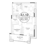 Планировка 1-комнатной квартиры, 80,9 м2