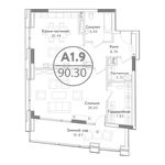 Планировка 1-комнатной квартиры, 90,3 м2
