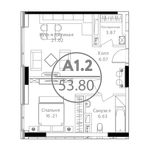 Планировка 1-комнатной квартиры, 53,8 м2